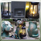 Dog Garden Statue Outdoor Décor with Solar Lights Lantern,Dog Solar Light Figurines Outside Decorations for Yard，Lawn ,Patio, Balcony, Unique Housewarming Gifts