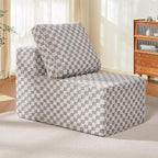 Single Sofa 1 Seat Couch with Deep Seat Memory Foam Cloud Chair with Pillows Large Sofa with L Shape for Living Room Bedroom (Plush Grey, Single)
