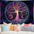 FORATER Tree of Life Tapestry Wall Hanging Colorful Life Tree Tapestries Aesthetic Sun and Moon Galaxy Wall Tapestry for Bedroom Living Room Dorm(53 x 61 Inch, Multicolor)