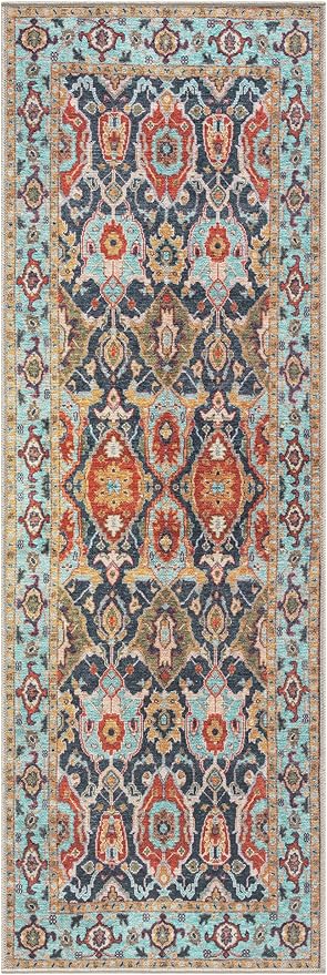 Keen Home Design 2x12 Rug - Machine Washable Runner Rug with Non-Slip Backing, Ideal for Hallway, Entryway, Kitchen, Laundry Room - Vintage, Easy Clean, Durable, Low Pile - (2'6" x 12')