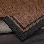 CAMILSON Indoor Outdoor Rug, 5x7 Bordered Nut Brown Black Modern Area Rugs for Indoor and Outdoor Patios, Kitchen and Hallway Mats, Washable Porch Deck Outside Carpet (Bordered Nut Brown Black, 5 x 7)