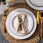 GBHOME Ceramic Dinnerware Sets,12 pcs Embossed Elegant Stoneware Plates and Bowls Sets, Housewarming Wedding Gift | Dishwasher & Microwave Safe | Dishes Set Service for 4
