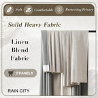 RAIN CITY Linen Beige Linen Blackout Curtains 96 Inches Long 8 FT Tall 2 Panels, Modern Decorative Sound/Draft/Cold/Warm Blocking Heavy Thermal Rustic Country Curtains for Living Room 50x96-in