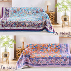 Fall Blanket for Bed, 100% Cotton Soft Rustic Boho Throw Blanket Quilt, 50"x60" Farmhouse Decor Bed Flower Blankets, Light Weight Reversible Bohemian Throw Quilt