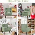 Modern Accent Chair, Upholstered Armchair with Pillow, Teddy Single Sofa Chair with Lounge Seat and Wood Legs Accent Chair for Living Room Bedroom Small Spaces