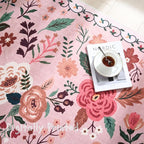 Area Rug 4x6 Rug Washable Boho Rugs Non Slip Low Pile Floral Small Carpet for Bedroom, Bedside, Kids Room, Office, Dining Room(Pink)