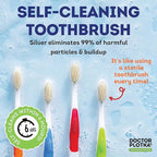 MOUTHWATCHERS Dr Plotkas Soft Bristle Flossing Toothbrush Manual Soft Toothbrush for Adults, Ultra Clean, Good for Sensitive Teeth and Gums, Variety 4 Pack, Colors May Vary