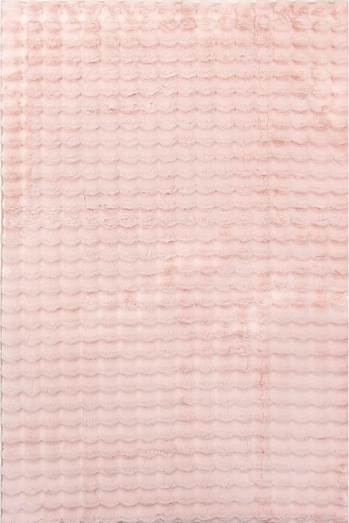 nuLOOM 5' x 8' Cozy Plush Area Rug, Machine Washable, Non-Slip, Soft Fluffy Shag Carpet for Living Room Bedroom Kids Room Nursery Home Decor, Jeni Blush