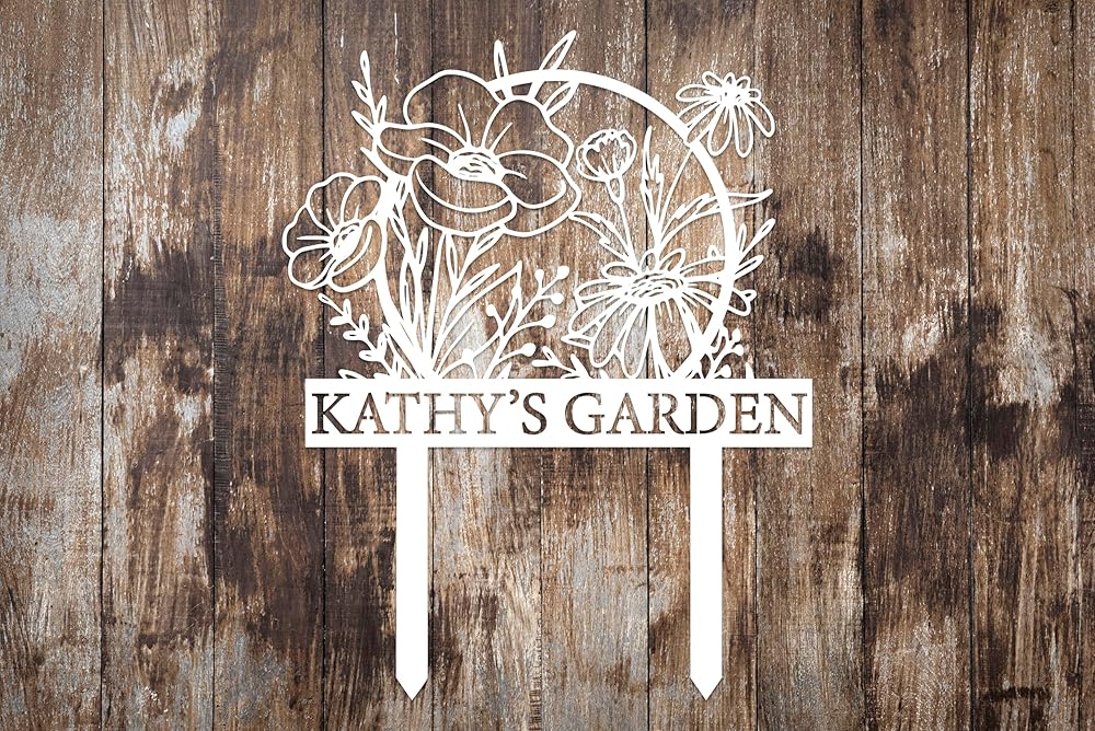 Personalized Metal Garden Sign with Stake, Custom Garden Decor for Outdoor, Custom Family Name Sign, Patio Decorations, Lawn Art, Farmhouse Decorative, Housewarming Gift (CstmDesign12)