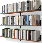 Heimlove 48 Inch Large Wall Bookshelves Set of 3, Wall Mounted Bookshelves,Heavy Duty Wooden Shelves for Living Room,Bedroom,Kitchen,Laundry Room Storage & Decor