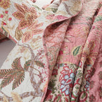 NEWLAKE Cotton Patchwork Bedspread, 3-Piece Bedding Quilt Set with Real Stitched Embroidery, Reversible Matelasse Bed Coverlet Set,Bohemian Floral,California King Size