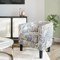 BELLEZE Living Room Chair, Linen Round Accent Barrel Chair, Club Tub Sofa Chair for Bedroom, Corner Chair with Flared Legs and Cozy Soft Padding - Highland (Blue Coral)