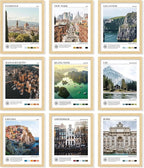 97 Decor Vintage Travel Wall Decor - Around World Travel Wall Art, Trendy City Wall Art Prints, Retro New York Europe Aesthetic Destination Pictures (8x10 Unframed)