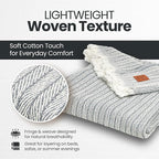 Gold Case Throw Blanket for Couch – 100% Recycled Turkish Cotton Blankets & Throws – Elegant Decorative Throw Blankets for Living Room Sofa – Woven Throws for Couch – Vintage Grey – 50x60