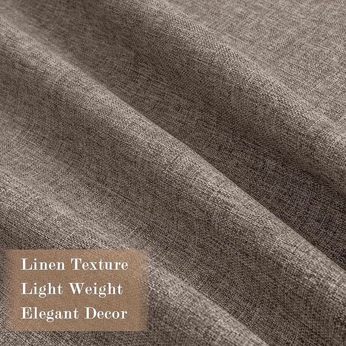 100% Blackout Linen Textured Drapes for Bedroom Pinch Pleated Curtains for Track System Portable Drapery for Sliding Glass Door/Storage/Space Room Divider, 70" Wx84 L, 1 PC, Light Coffee