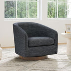 CHITA Swivel Accent Chair, FSC Certified Upholstered Fabric Barrel Chair for Living Room, Fully Assembled, Midnight