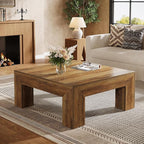 Tribesigns 39.4-Inch Square Coffee Table for Living Room, Farmhouse All MDF Accent Center Cocktail Table with Sturdy Wooden Legs, Easy Assembly, Rustic Brown