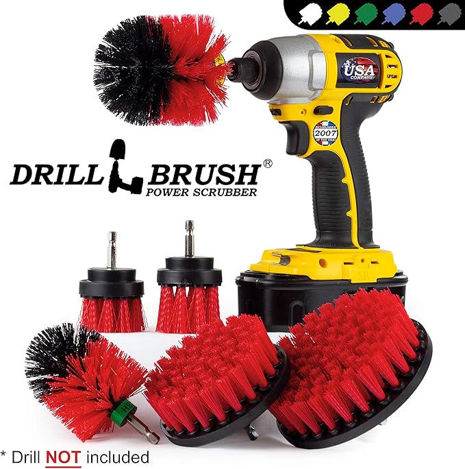 Drillbrush Headstone Cleaning Supplies - Outdoor Power Brush - Fountain Cleaner Tool - Deck Scrubbing Tool - Patio Cleaning Brush - Concrete Garage Floor Cleaner - Granite Scrubber Kit for Drill