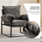 YISHENG Accent Chair with 6-Angle Adjustable Backrest, Chenille Fabric Living Room Chair Upholstered Lounge Chair, Modern Chair Cozy Reclining Chair for Reading Room, 1PC Gray