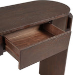 55" Sofa Table with Oval Top and 2 Drawers, Entryway Console Table with Fluted Design for Hallway,Foyer,Entry and Living Room (Fully Assembled-Espresso)