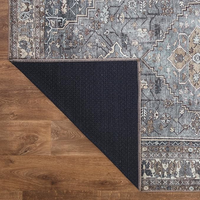 Keen Home Design 10x14 Rug - Machine Washable Area Rug with Non-Slip Backing, Ideal for Living Room, Dining Room, Bedroom - Vintage, Easy Clean, Durable, Low Pile Rug - (9'7" x 14')