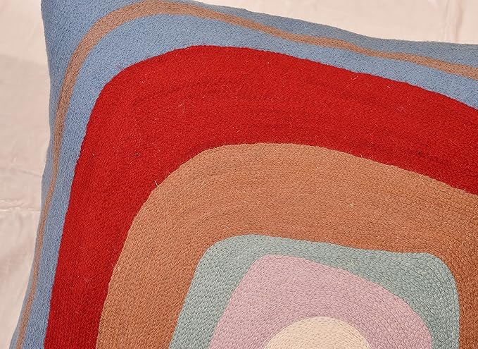 Kandinsky Modern Pillow Cover - Ruby Abstract Pillows | Contemporary Pillows | Mid Century Chair Cushions | Handmade Wool Size 18x18