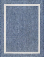 Bordered Outdoor Rug 8x10 Washable Outside Carpet for Indoor Patio Porch Waterproof Easy Cleaning Non Shedding Area Rugs Blue 8 x 10