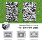 OLANLY Waterproof Outdoor Rug 9x12 ft, Reversible Outdoor Plastic Straw Rug with Leaf Pattern, RV Mat, Indoor Outdoor Carpet for Patio, Camping, Balcony, Deck, Backyard, Black & White
