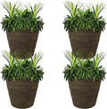 Sunnydaze 19.5-Inch Arabella Large Plant Pot - Polyresin Round Outdoor Planter with Drillable Drainage Holes - 4 Pack - Sable