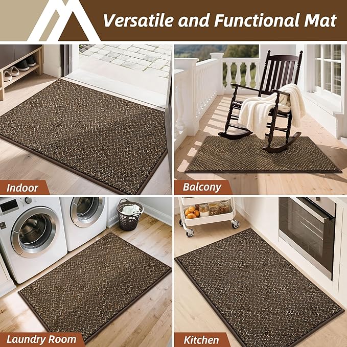 COSY HOMEER-Door-Mat 20" x 32" Non Slip Absorbent Entryway Rugs Dirt Trapper Doormats Washable Entrance Mats Low Pile Welcome Floor Mat for Front Back Door and Entry Mats,Brown