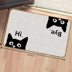 Mingnei Hi Bye Cat Welcome Doormat - Door Mat for Home Kitchen Entrance, Funny Black Cat Lover Floor Mat for Indoor/Outdoor Entryway Rug 30x17 (Color1)