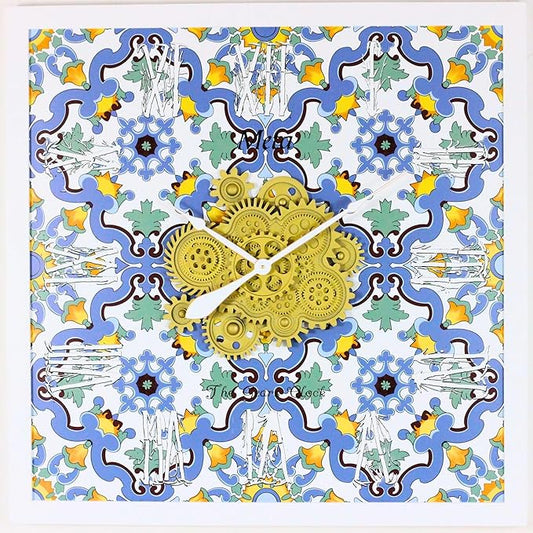 The Gears Clock Wall Clock Italy Collection with Moving Gears (Meta, 36 inch Square)