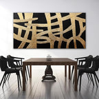 Abstract Wall Art Paintings Wall Decor Large Canvas Wall Art Decor Black And Gold Lines Texture Wall Art Artwork Modern Minimalist Wall Art Living Room For Room Bedroom Office Wall Decor 29"X58"