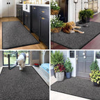 Mibao Front Door Mat, Dirt Trapper Welcome Mat for Outdoor Indoor, Non-Slip Waterproof Doormat, Durable Machine Washable Low Profile Entry Rug for Back Door Outside Patio Porch, 48" x 24", Grey