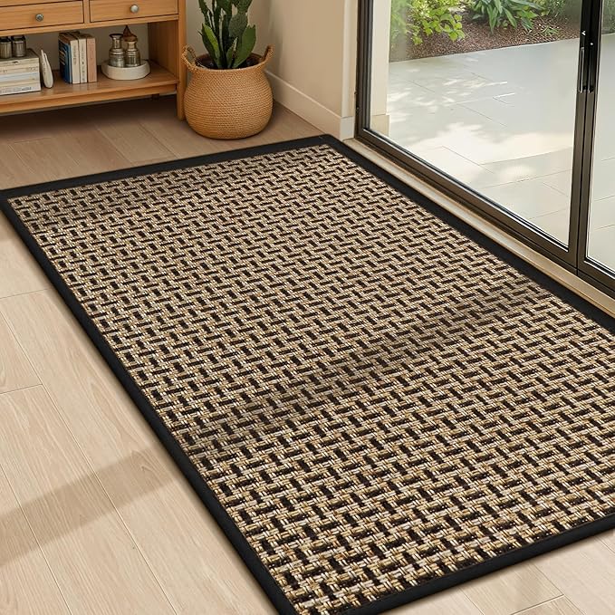 LEKEEPGO Door Mat Indoor Entrance 24"x36", Absorbent Indoor Door Mat, Non Slip Rubber Backing Inside Door Mats, Washable Floor Mat, Low-Profile Doormat for Front Door, Entryway, Entrance, Black