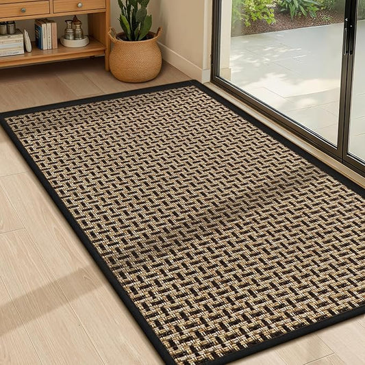 LEKEEPGO Door Mat Indoor Entrance 24"x36", Absorbent Indoor Door Mat, Non Slip Rubber Backing Inside Door Mats, Washable Floor Mat, Low-Profile Doormat for Front Door, Entryway, Entrance, Black