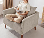 Oversized Accent Chair Modern Boucle Armchair for Living Room Sets of 2 - 37" Wide & Cozy Reading Accent Chair with Solid Wood Legs, Camel Upholstered Lounge Chair for Bedroom & Office(Easy Assembly)