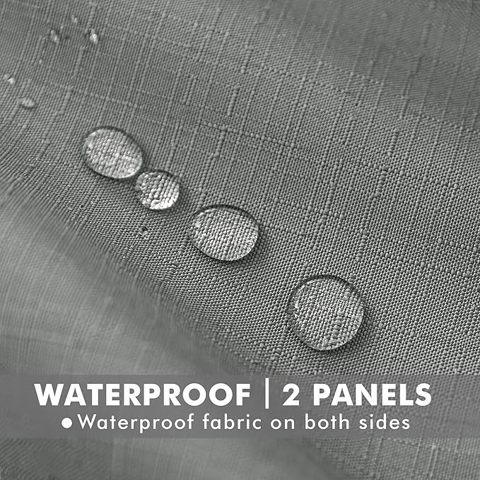 HolidayIdeas 4 Panels Linen Outdoor Curtains for Patio Waterproof Curtains 84 Inch Length-Outside Wide Curtains Weatherproof, Privacy for Pergola, Porch, Gazebo-110 Wide x 84" Long Light Grey