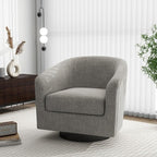 Swivel Barrel Accent Chair Set of 2, Modern Round Linen Arm Chair for Living Room, Bedroom, Comfy Club Reading Chairs for Adults, Linen Fabric-Khaki, 2 SEAT