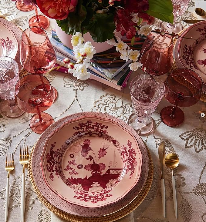 Saludi Original Dark Rose Wine Glasses, 16.5oz (Set of 6) Stemmed Single Color Red Barbie Glass - Great for All Wine Types and Occasions or Gifts - Luxury, Durable, Hand-Blown