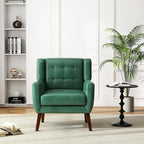 UIXE Faux Leather Accent Chair, Modern Arm Club Chair Upholstered Armchair for Living Room, Comfy Single Sofa Seats Button Tufted Reading Seating, Green