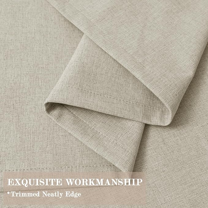 Extra Wide 100% Blackout Linen Textured Curtains - Room Dividers, W200 x L84 (1 Panel), Pinch Pleat Drapes for Living Room, Full Light Block Out Drapery for Sliding Door, Ivory White