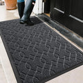 Yimobra Front Door Mat Outdoor Indoor 47x32, All-Season, All-Weather, Heavy Duty Welcome Door Mats Outside Entrance, Non Slip Porch Patio Entrance Mat, Black Gray