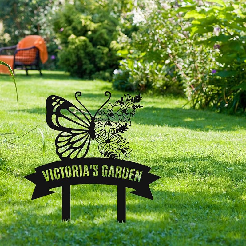 Personalized Metal Garden Sign with Stake, Custom Garden Decor for Outdoor, Custom Family Name Sign, Patio Decorations, Lawn Art, Farmhouse Decorative, Housewarming Gift (CstmDesign7)