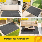 JSEI Dirt Trapper Door Mat 32"x48" Non-Slip Washable Entrance Mat, Dog Doormats, Absorbent & Fade-Resistant Floor Mats, Low Profile Welcome Mats for Entryway, Front Door, and Inside Entrance,Dark Grey