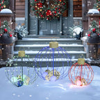 Outdoor Christmas Decorations, Set of 3 Lighted Christmas Ball Ornaments with 570 LED Lights, 6 Ground Stakes, Included 20 Small Plastic Xmas Ball Ornaments for Holiday Decor Yard
