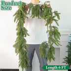 Watayo 6 Ft Christmas Norfolk Pine Garland, 3 Fork Dense Real Touch Pine Garland Ornament, Realistic Artificial Pines Greenery Garlands for Christmas Holiday Mantle Fireplace Table Home Decor