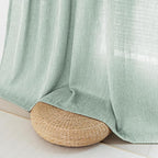 MYSKY HOME Semi Sheer Curtains for Bedroom, Kitchen Curtain Panels Cotton Polyester Blend Fabric Linen Look Texture Light Filtering Privacy Drapes, Farmhouse Home Decor, 50" x 63", Aqua, 2 Pieces