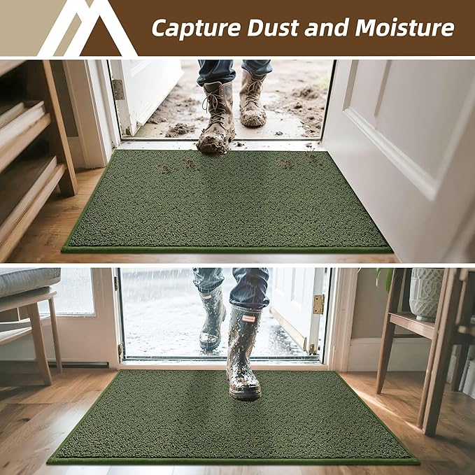COSY HOMEER-Door-Mat 36"x60" Non Slip Absorbent Entryway Rugs Dirt Trapper Doormats Washable Entrance Mats Low Pile Welcome Floor Mat for Front Back Door and Entry Mats,Green