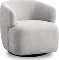 Swivel Accent Chair, Chenille Barrel Chair for Living Room, Cozy Round Boucle Arm Chair, Metal Base for Club Nursery Bedroom, Light Grey